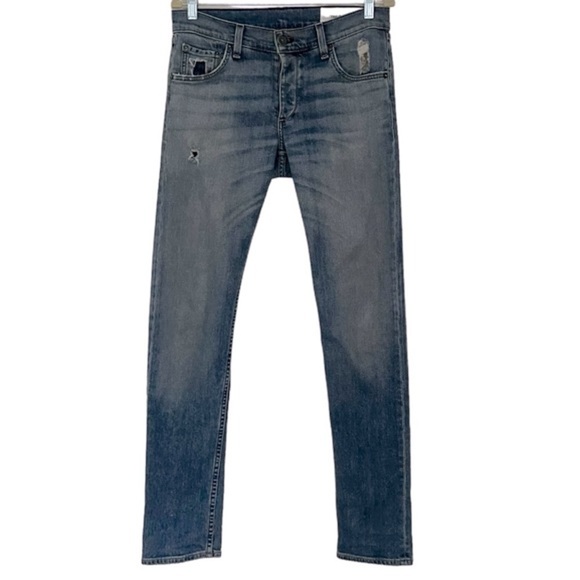 RAG & BONE STANDARD ISSUE FIT 2 SLIM LEG DISTRESSED IN CLN LUDLOW WASH SIZE 30 - Picture 2 of 14